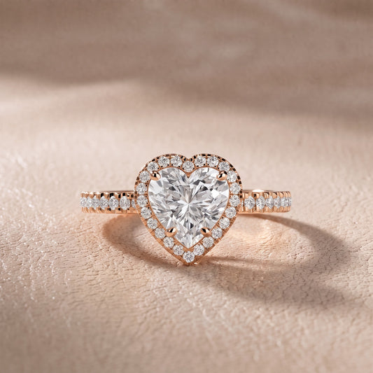 Rosemary Halo Pavé Heart Diamond Engagement Ring in Rose Gold - front.jpg