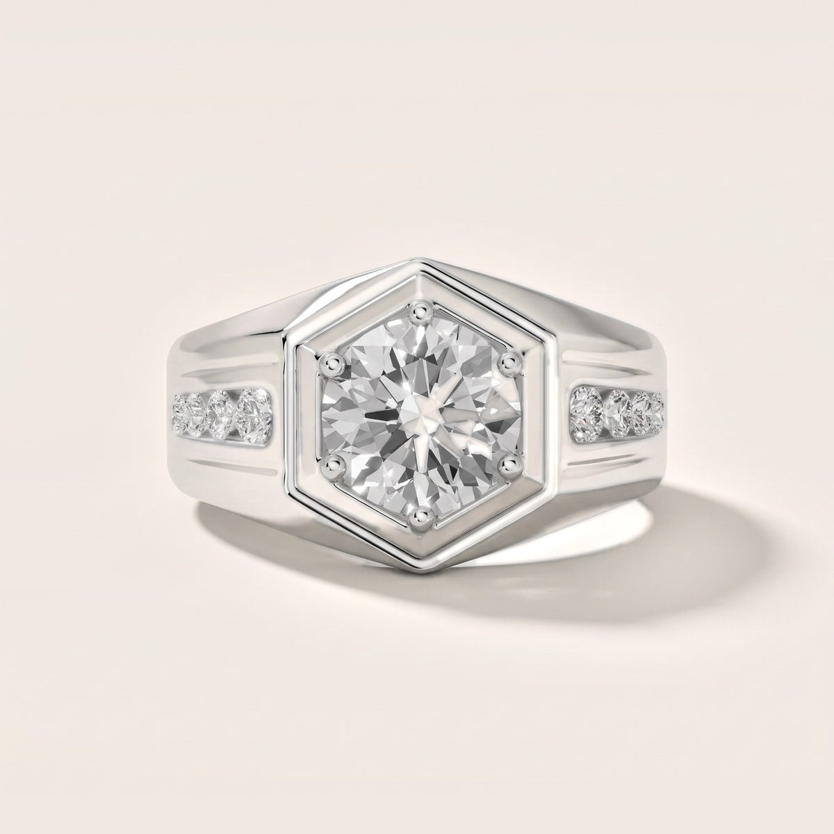Cody Statement Channel Set Round Diamond Engagement Ring in Silver - front.jpg