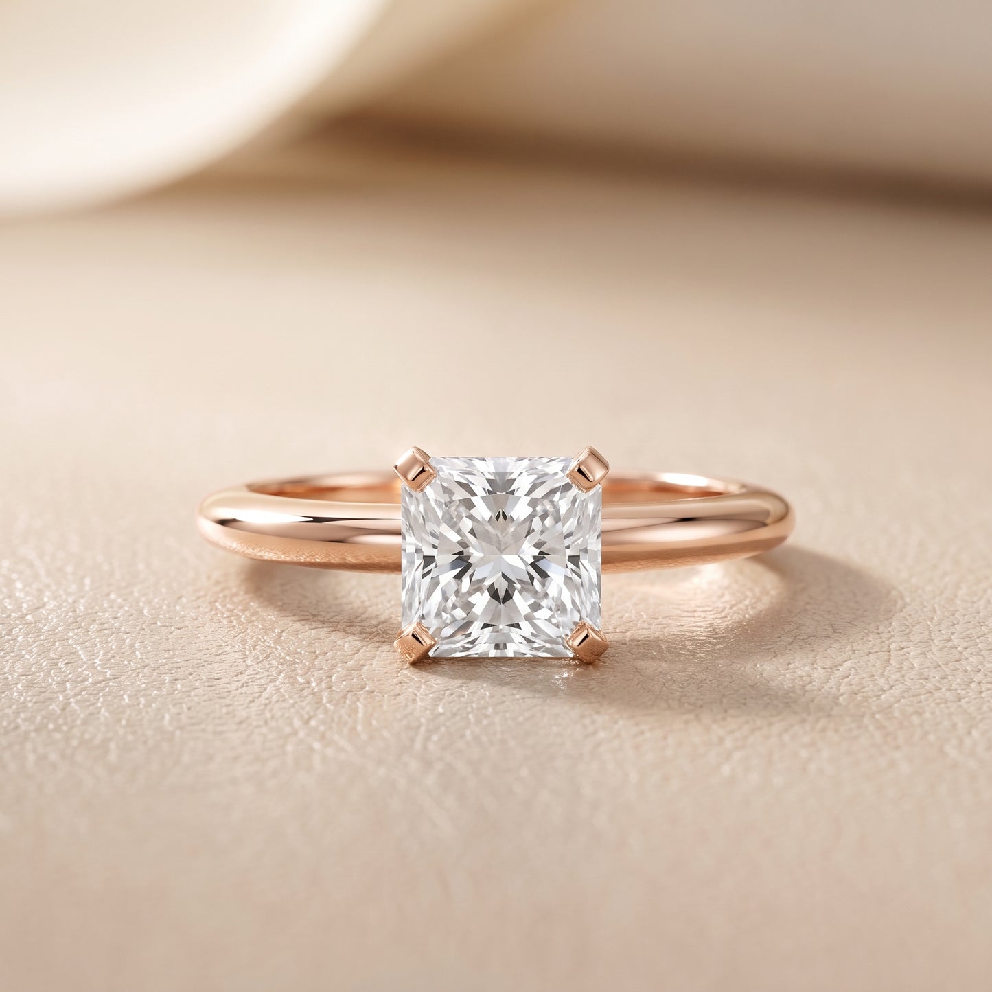 Amira Six-Prong Solitaire Radiant Diamond Engagement Ring in Rose Gold - front.jpg