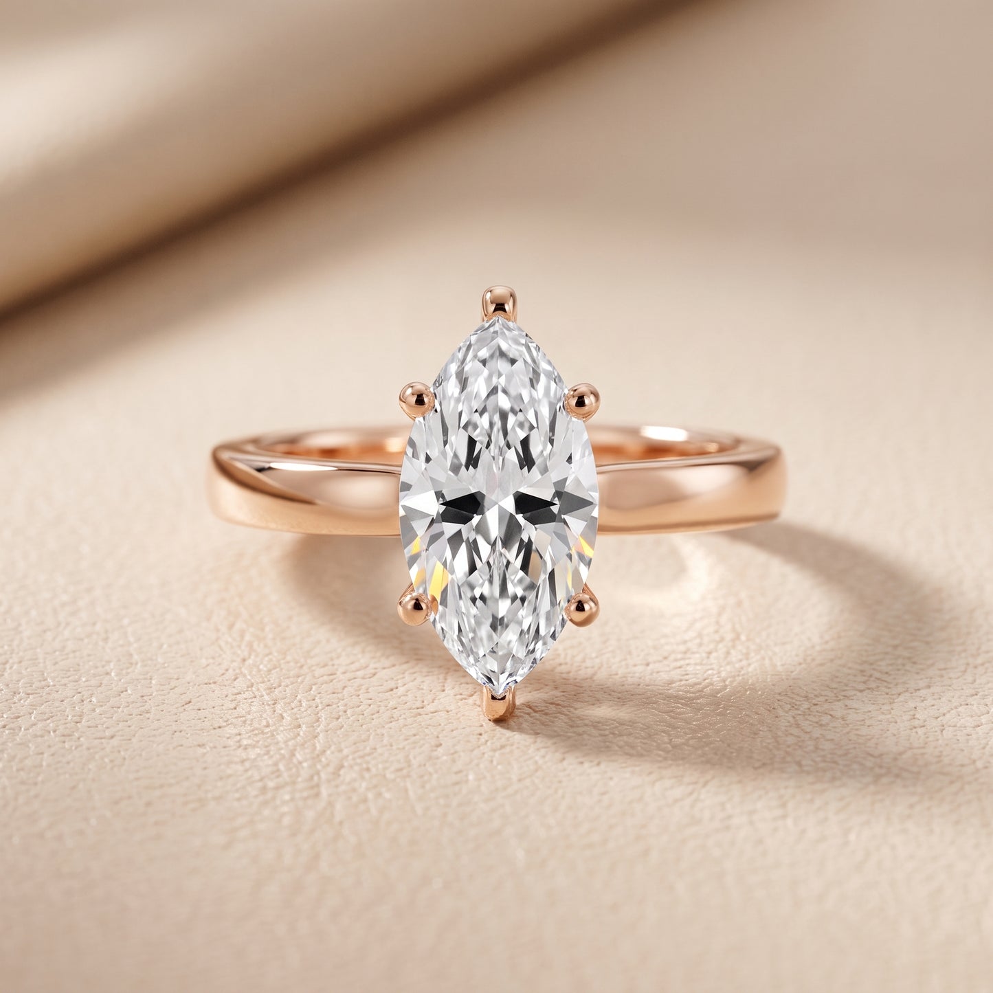 Delia Solitaire Marquise Diamond Engagement Ring in Rose Gold - front.jpg
