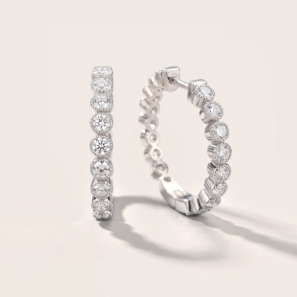 Iris Milgrain Round Diamond Hoop Earrings in White Gold [studio-20261024]