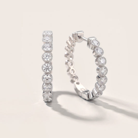 Iris Milgrain Round Diamond Hoop Earrings in White Gold [studio-20261024]