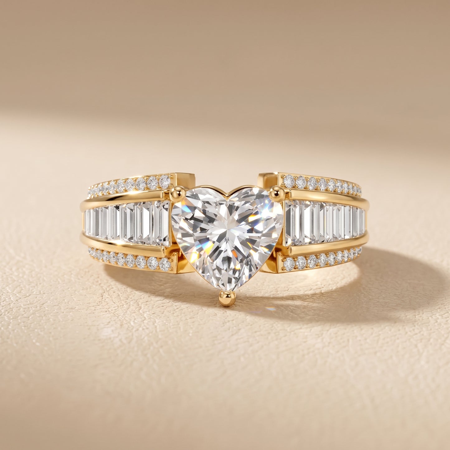 Halle Channel Set Baguette Accent Heart Diamond Engagement Ring in Yellow Gold - front.jpg