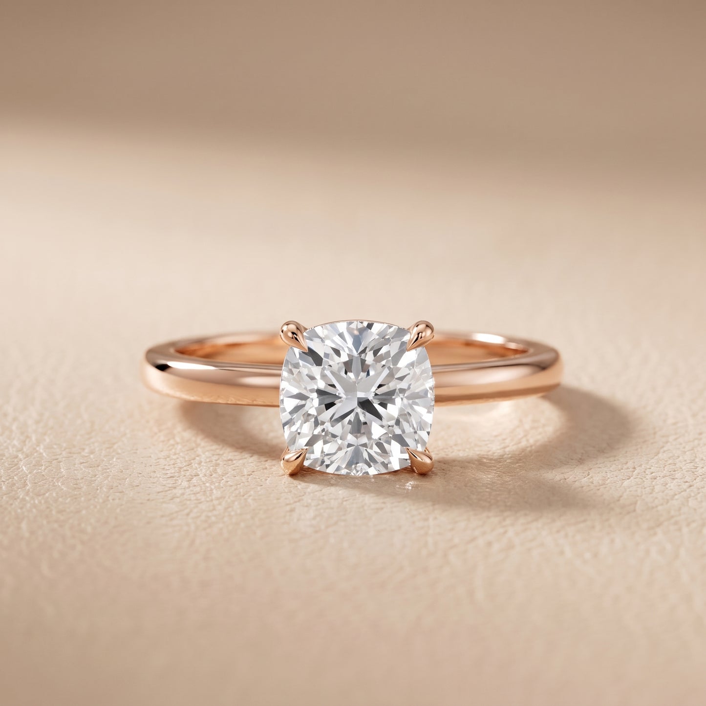 Lyla Petite Solitaire Cushion Diamond Engagement Ring in Rose Gold - front.jpg