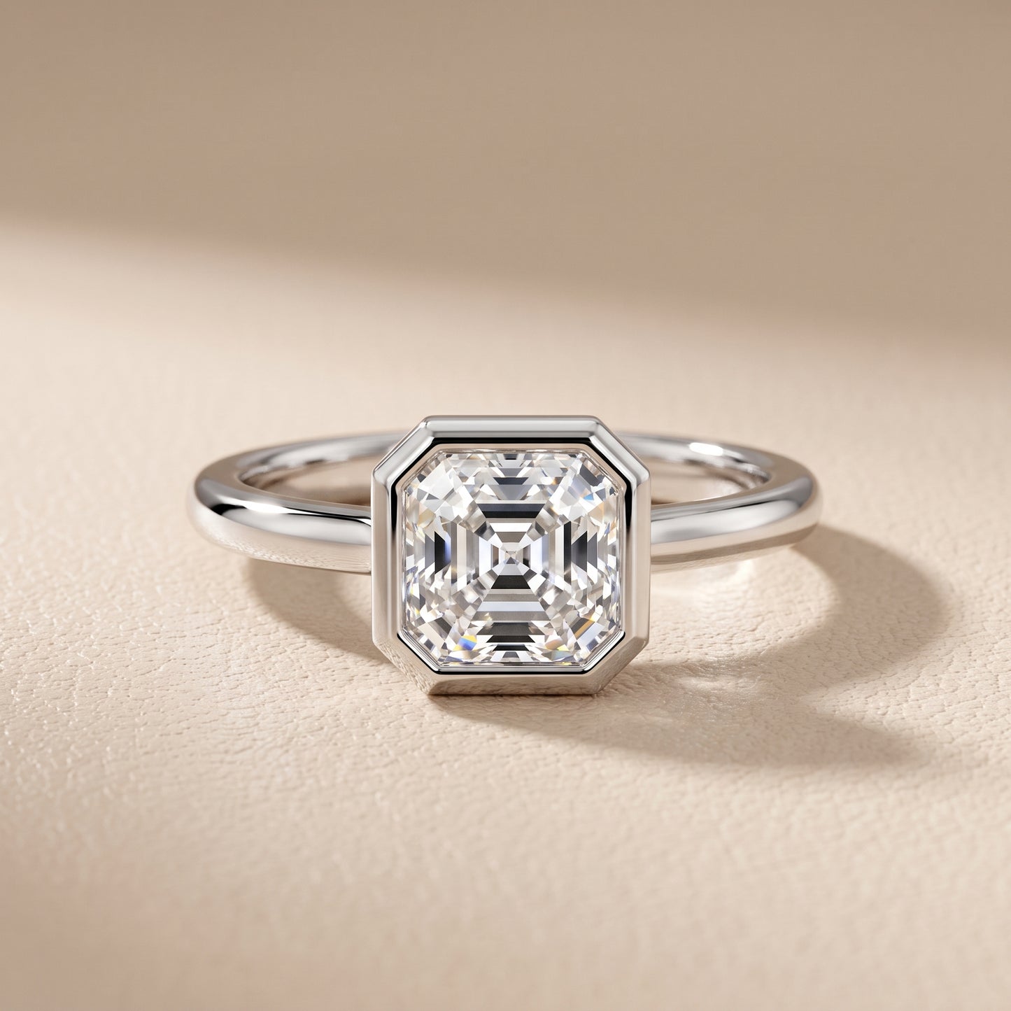 Maeve Bezel Solitaire Asscher Diamond Ring in White Gold - front.jpg
