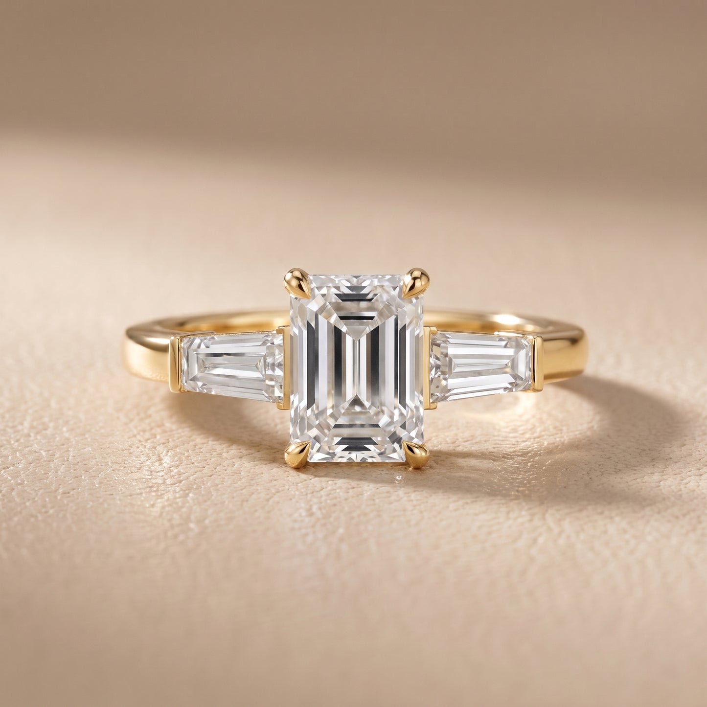 Zelda Tapered Baguette Emerald Diamond Engagement Ring in Yellow Gold - front.jpg