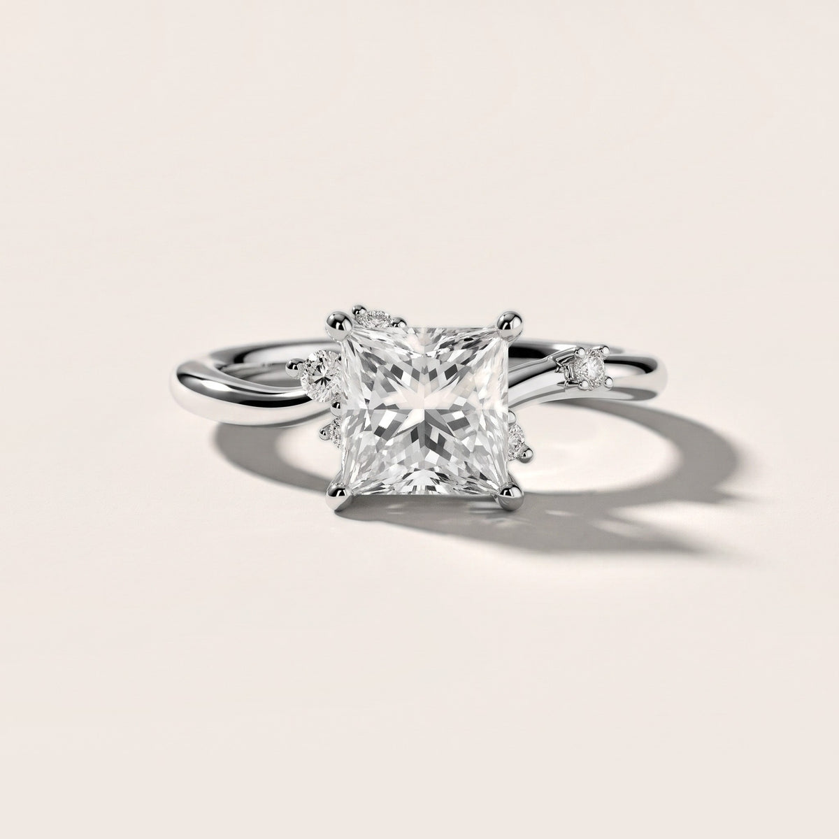 Yvette Bypass Princess Diamond Engagement Ring in Silver - front.jpg