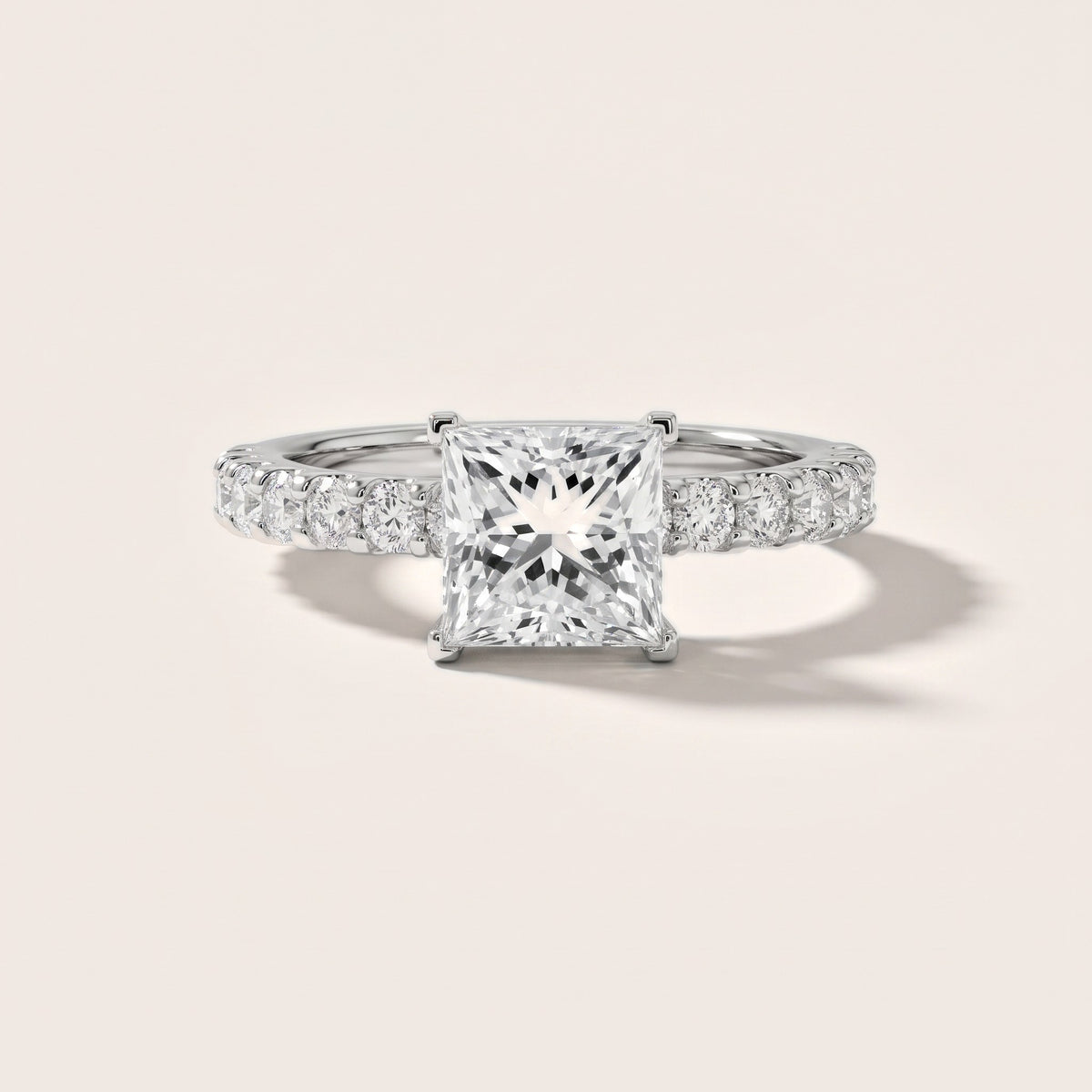 Luisa Pavé Princess Diamond Engagement Ring in Silver - front.jpg