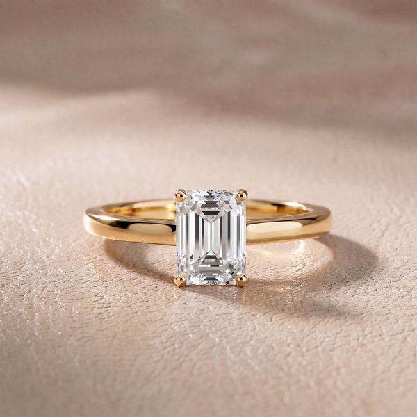 Iris Vintage Emerald Diamond Engagement Ring in Yellow Gold