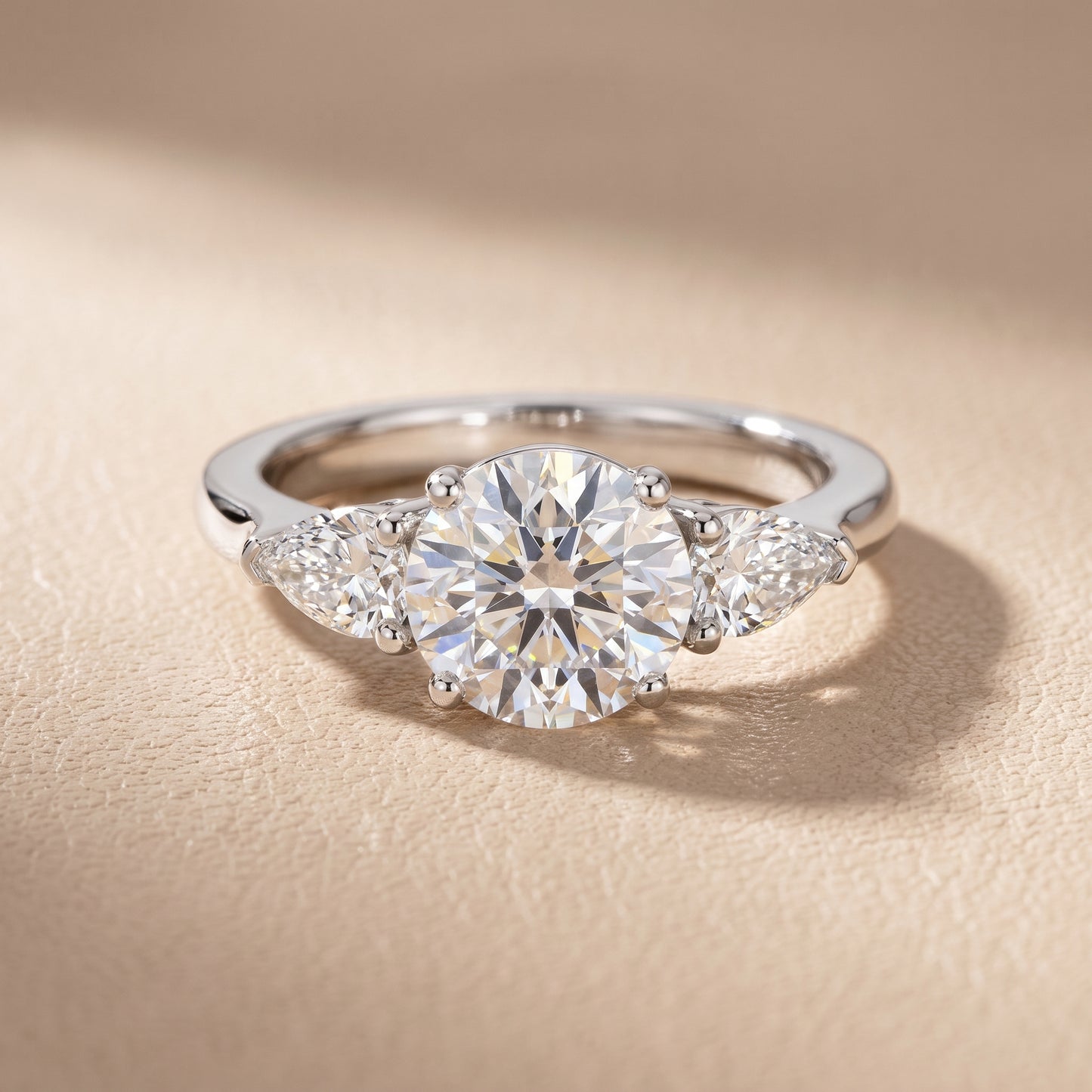 Mirabel Three-Stone Round Diamond Engagement Ring in White Gold - front.jpg