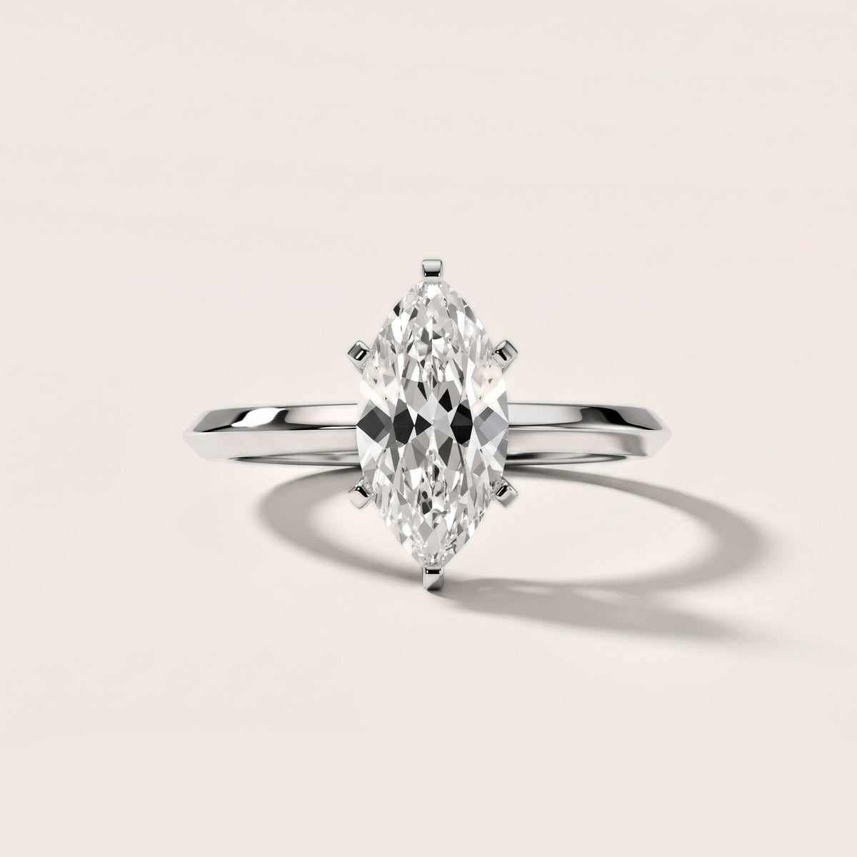 Verity Solitaire Knife Edge Marquise Diamond Engagement Ring in Silver - front.jpg