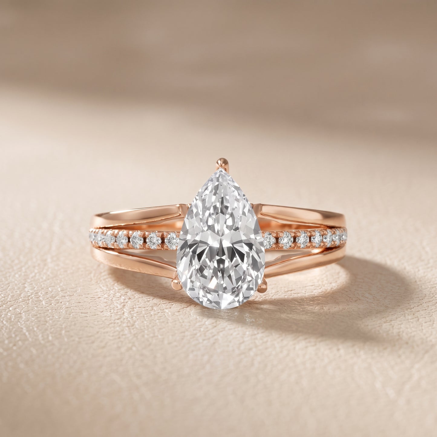 Scarlett Split Shank Pavé Pear Diamond Ring in Rose Gold - front.jpg