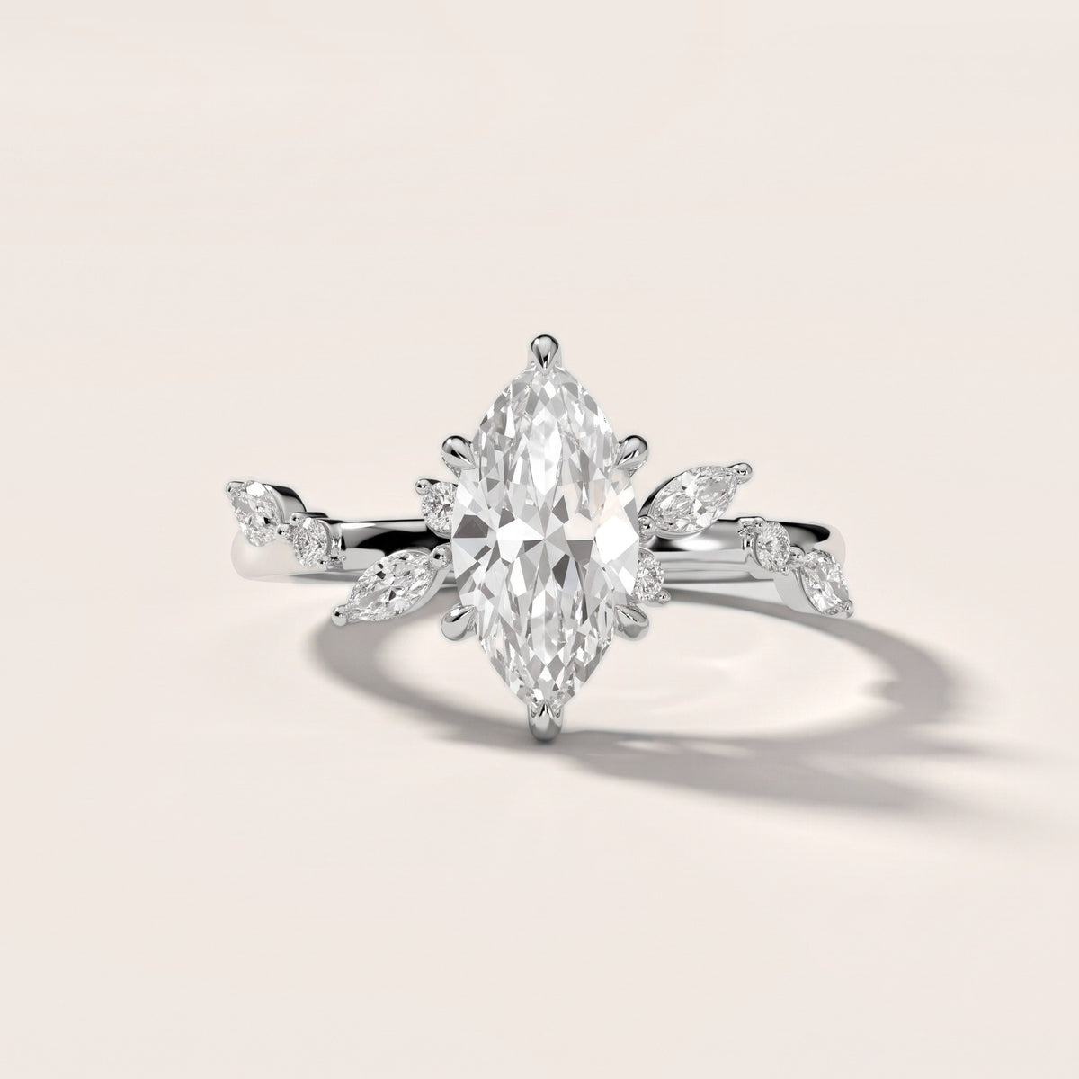 Vivian Leaf Marquise Diamond Engagement Ring in Platinum - front.jpg