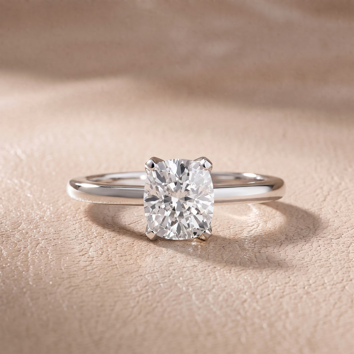 Flora Guardian Solitaire Cushion Diamond Engagement Ring in Platinum - front.jpg