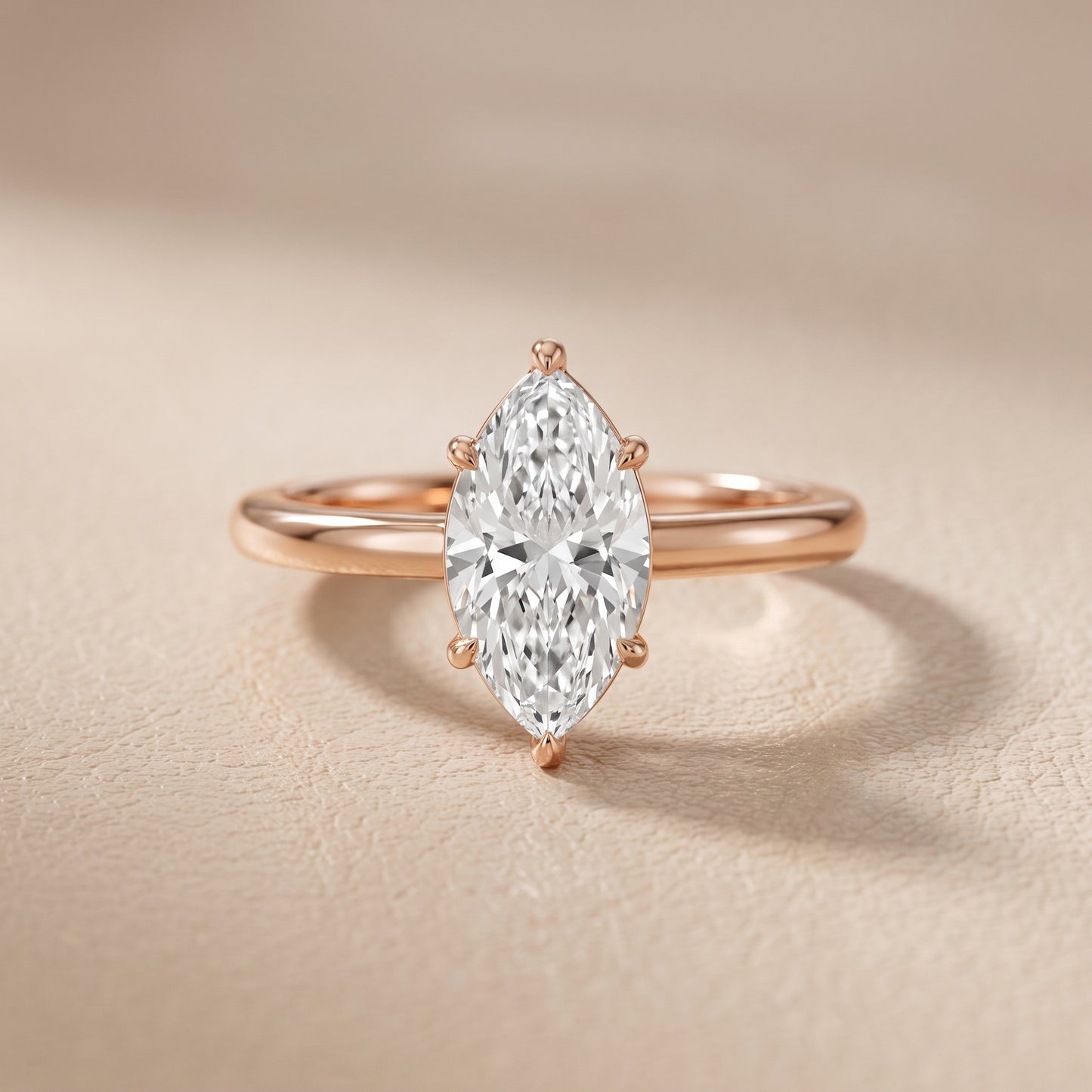 Sadie Cathedral Solitaire Marquise Diamond Ring in Rose Gold - front.jpg