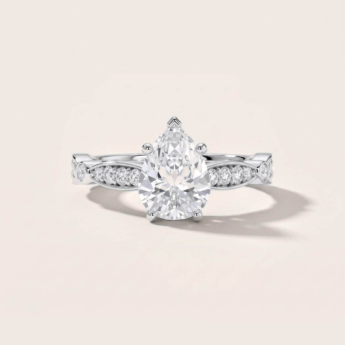 Winter Scalloped Pavé Pear Diamond Engagement Ring in Platinum - front.jpg