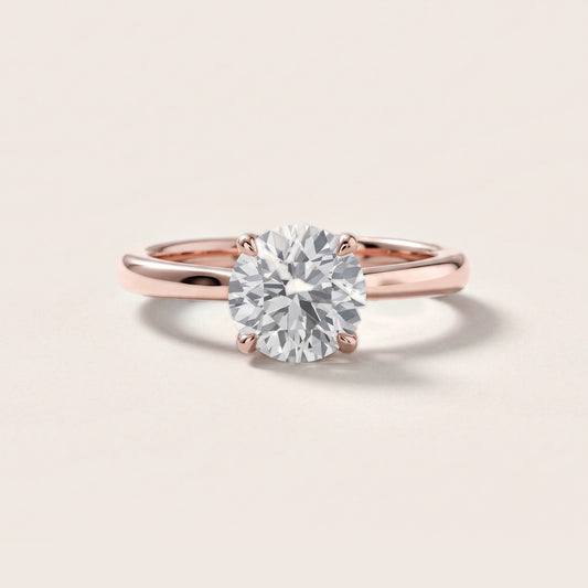 Mena Hidden Halo Round Diamond Engagement Ring in Rose Gold