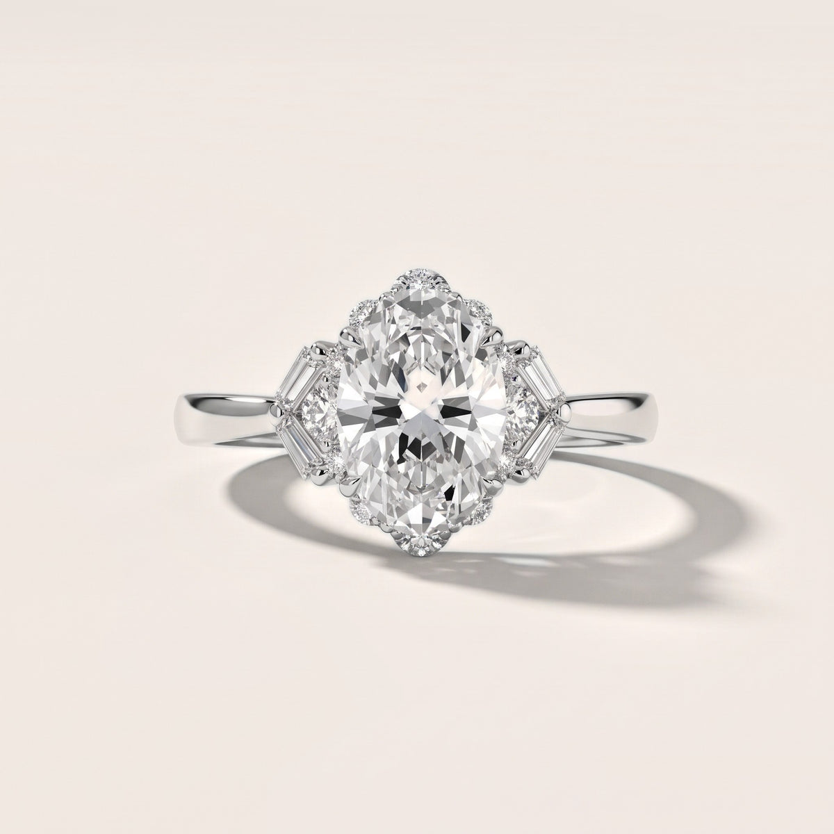 Lyla Deco Halo Oval Diamond Engagement Ring in Silver - front.jpg