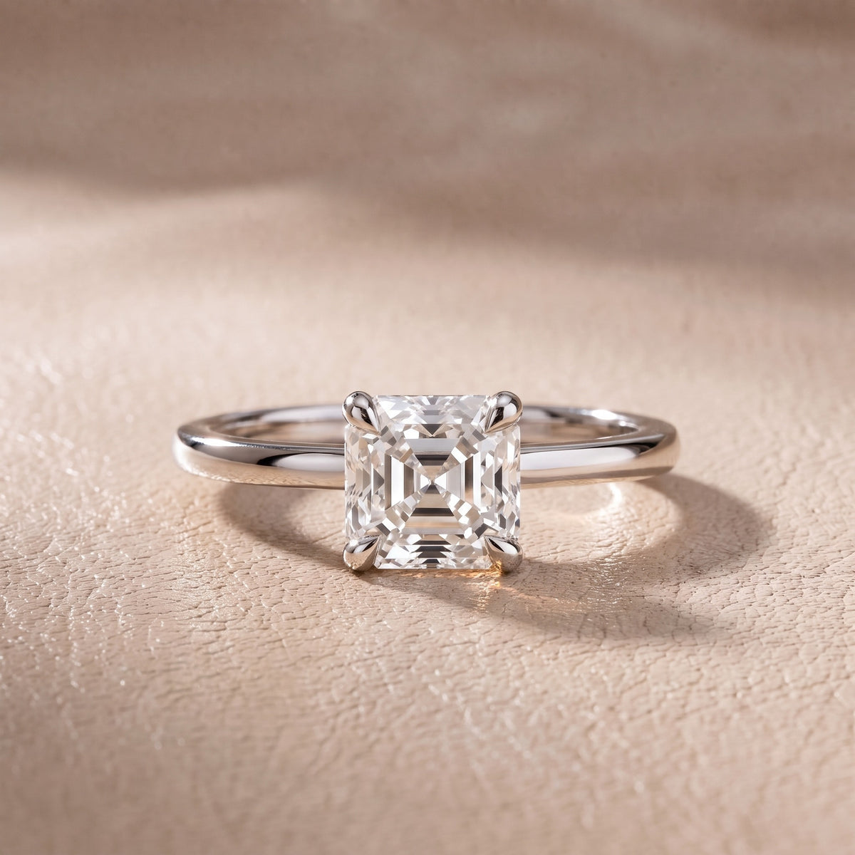 Nella Petite Solitaire Asscher Diamond Engagement Ring in White Gold - front.jpg