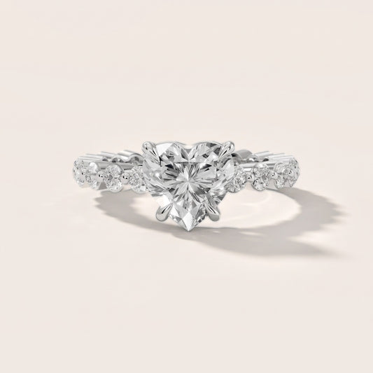 Bridget Sidestone Heart Diamond Engagement Ring in White Gold