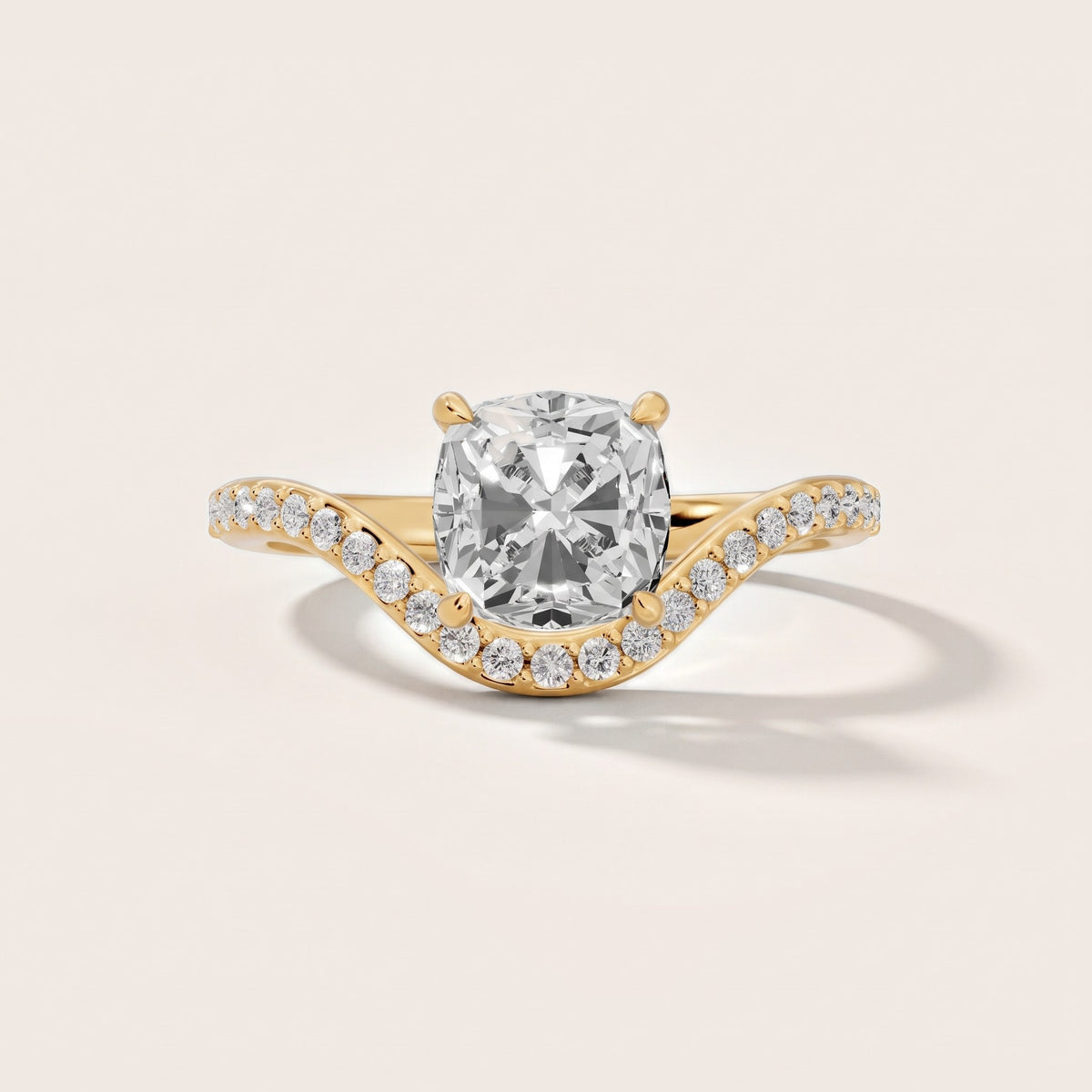 Alison Bypass Pavé Cushion Diamond Engagement Ring in Yellow Gold - front.jpg
