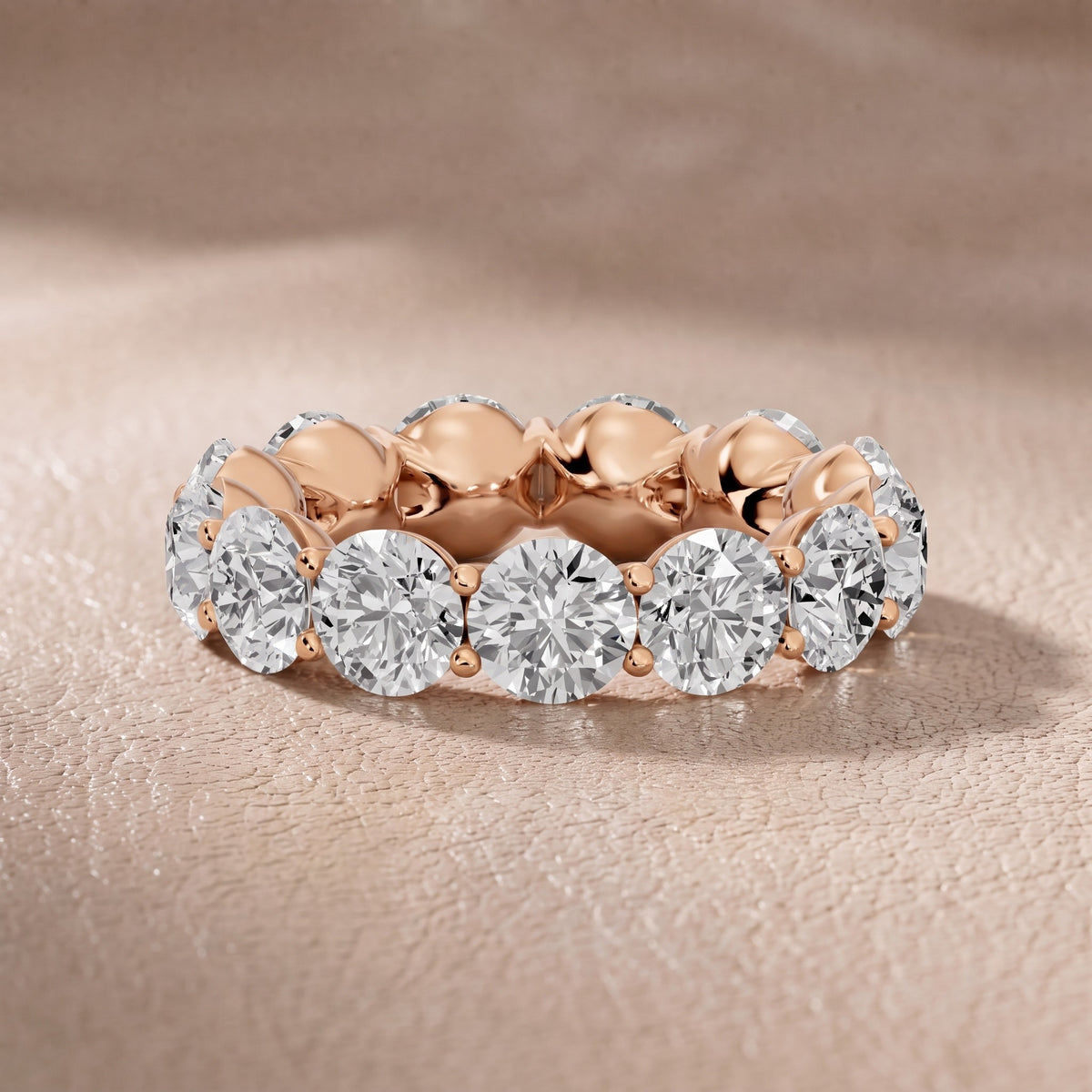 Theodora Claw Prong Round Diamond Eternity Band in Rose Gold - front.jpg