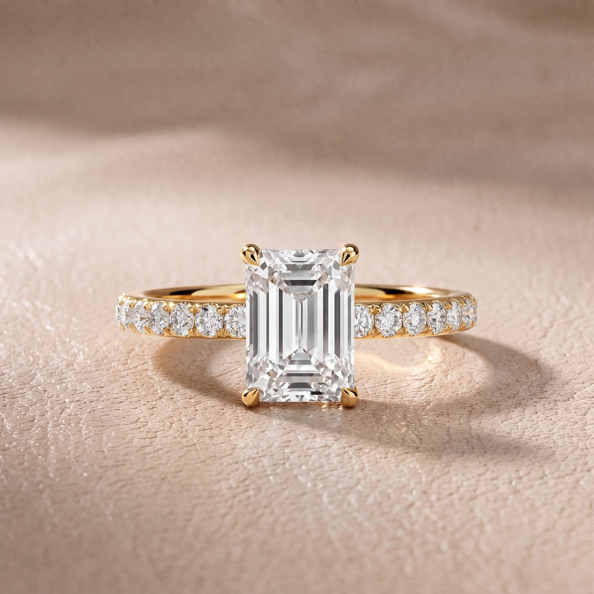 Thea Hidden Halo Pavé Emerald Diamond Engagement Ring in Yellow Gold - front.jpg