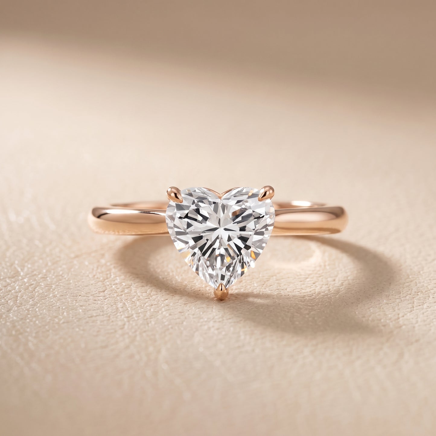 Kalia Knife Edge Solitaire Heart Diamond Engagement Ring in Rose Gold - front.jpg