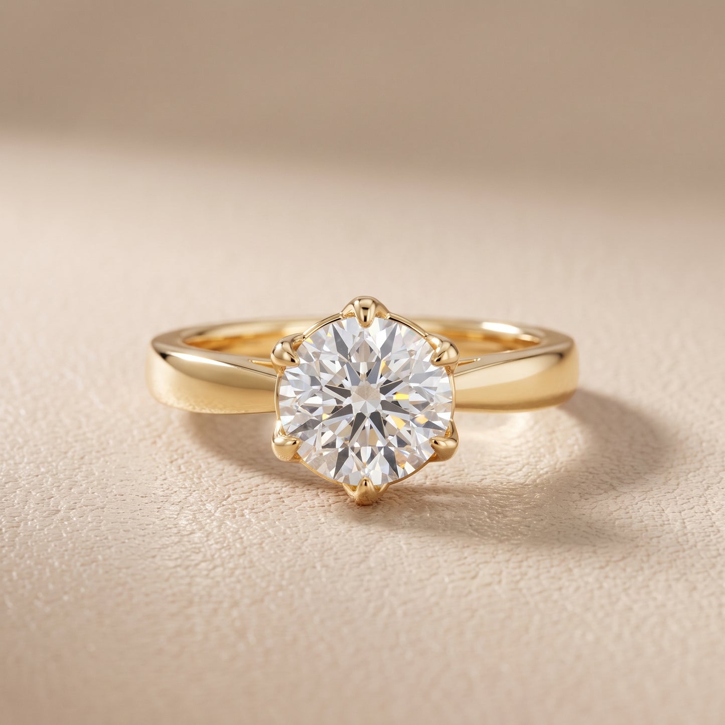 Lucia Solitaire Six-Prong Round Diamond Engagement Ring in Yellow Gold - front.jpg