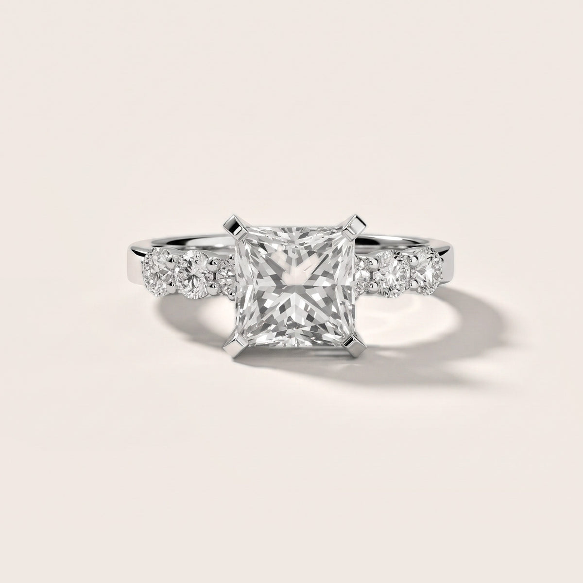 Lise Graduated Seven-Stone Princess Diamond Engagement Ring in Platinum - front.jpg