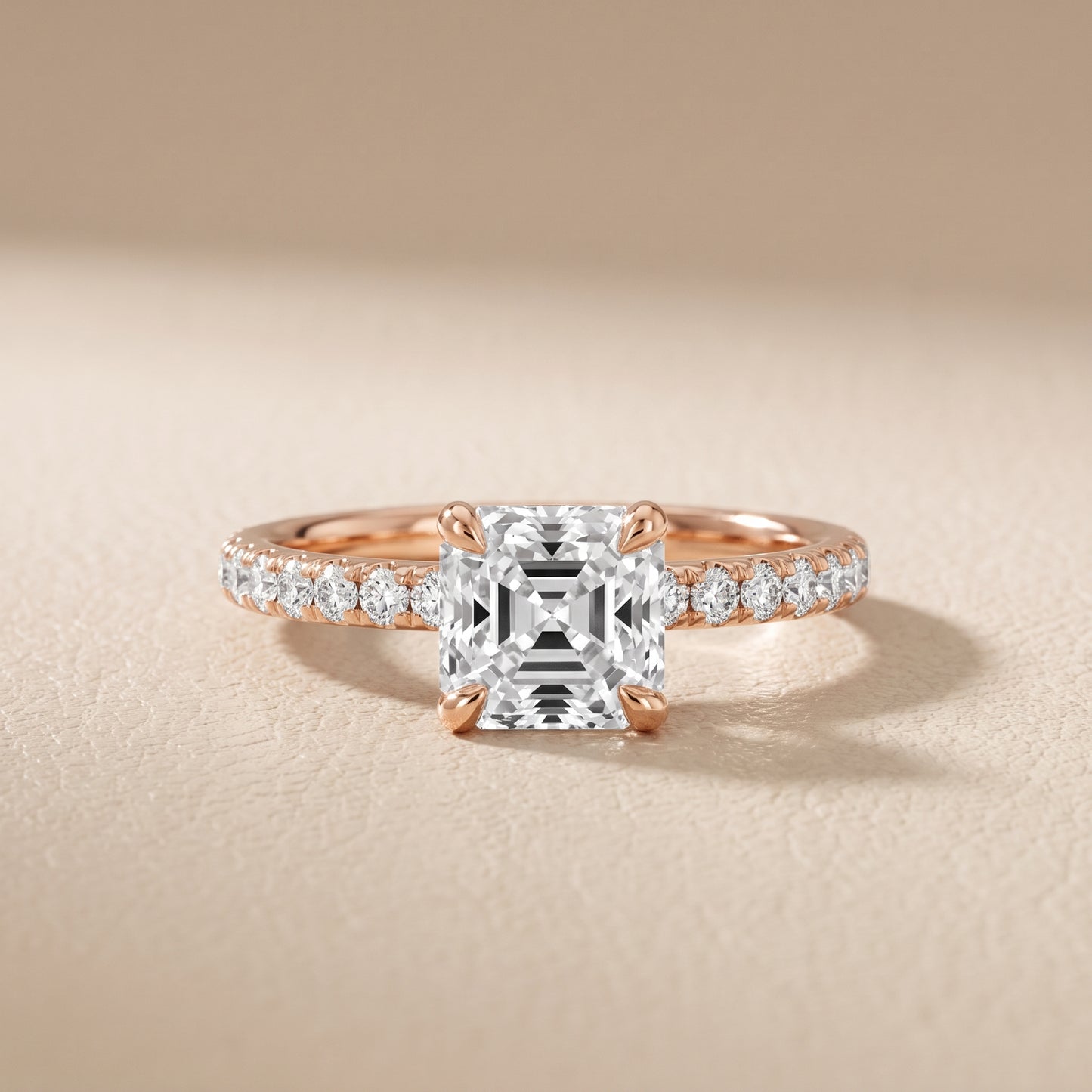 Maya Hidden Halo Pavé Asscher Diamond Engagement Ring in Rose Gold - front.jpg