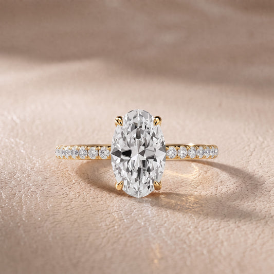 Olivia Solitaire Pavé Oval Diamond Engagement Ring in Yellow Gold - front.jpg
