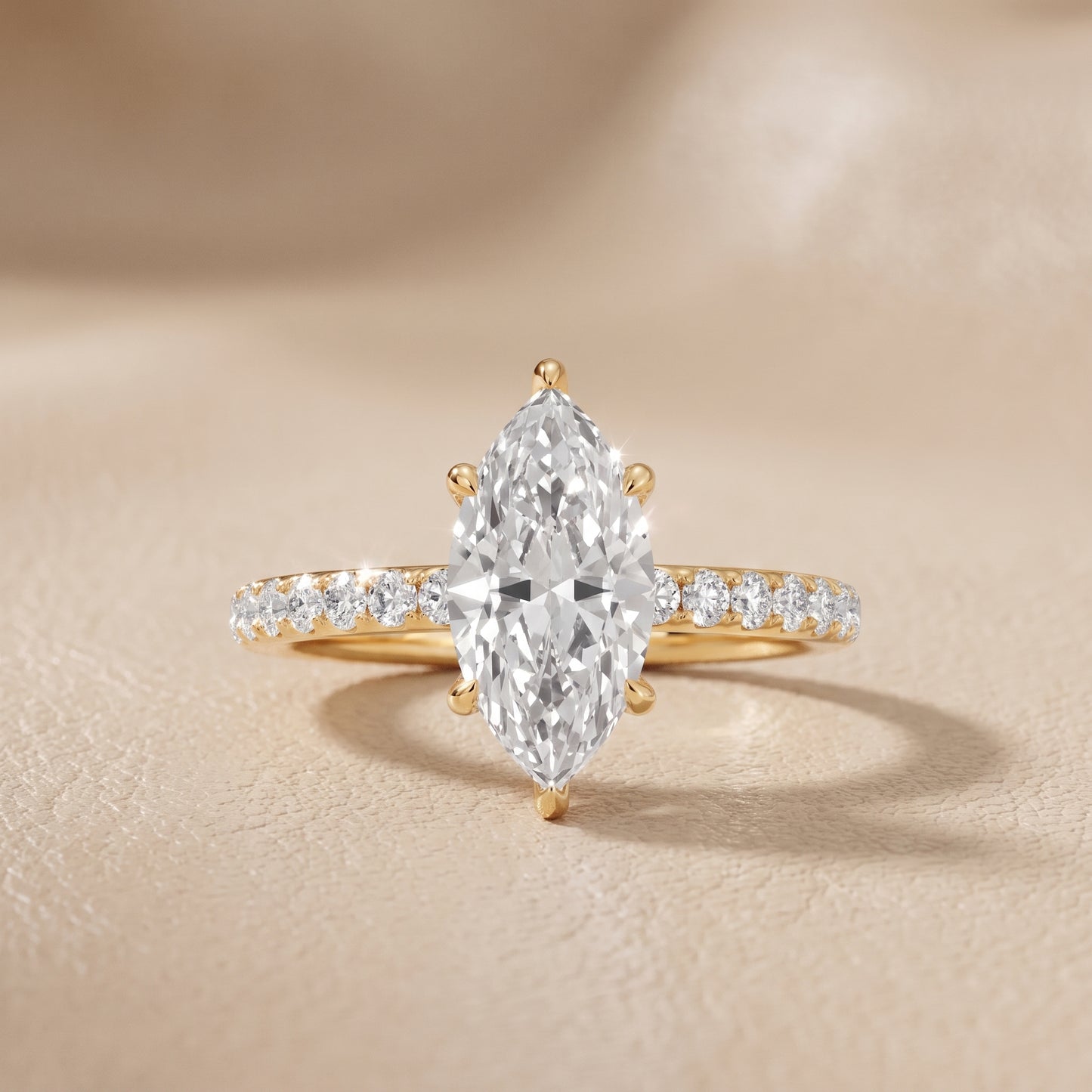 Thea Hidden Halo Pavé Marquise Diamond Engagement Ring in Yellow Gold - front.jpg