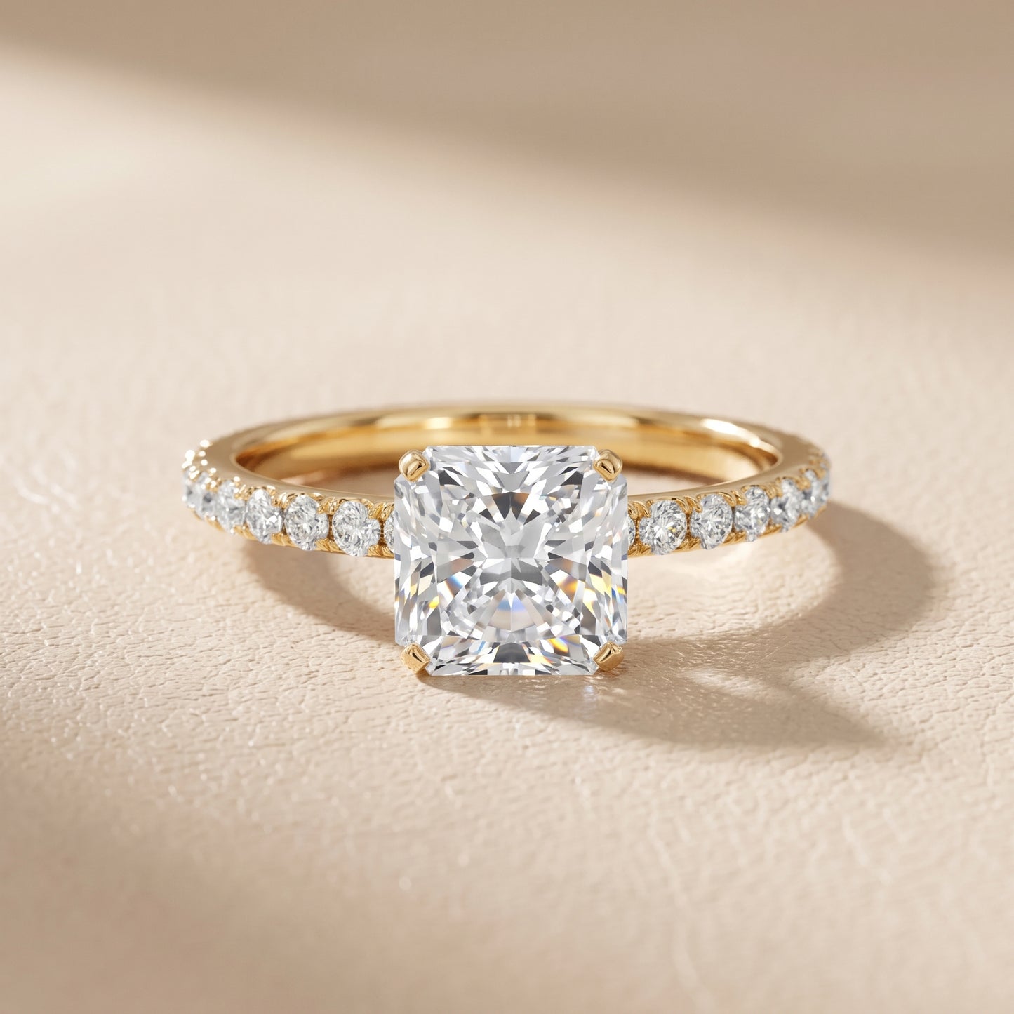 Juna French Pavé Solitaire Radiant Diamond Engagement Ring in Yellow Gold - front.jpg