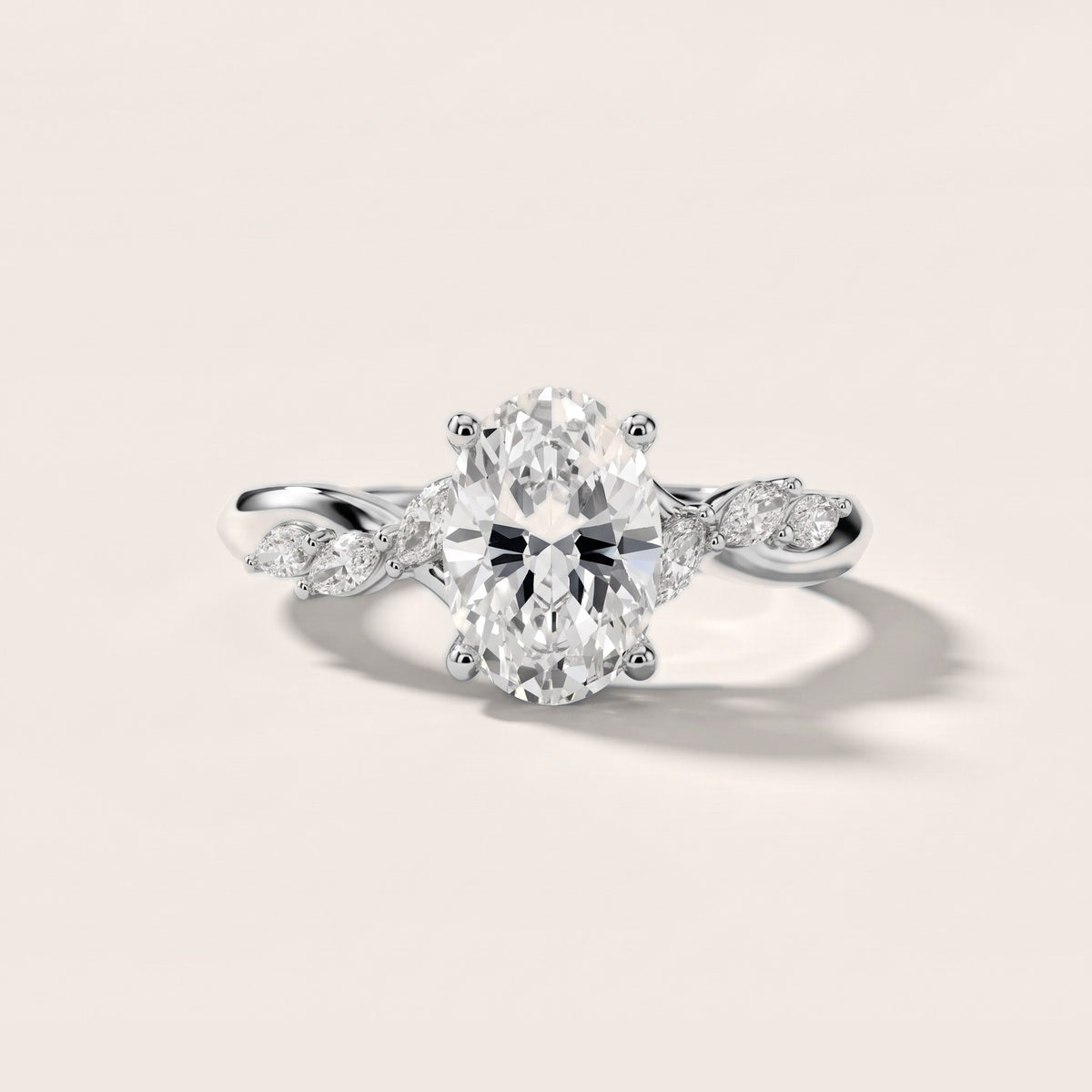 Cathy Leaf Twist Oval Diamond Engagement Ring in Platinum - front.jpg