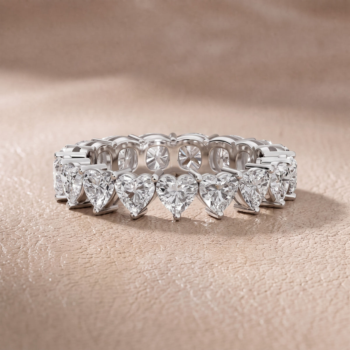 Harper Shared Prong Heart & Cushion Diamond Eternity Band in Silver - front.jpg