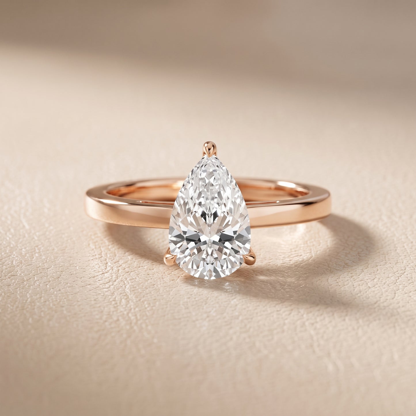 Kaia Solitaire Pear Diamond Ring in Rose Gold - front.jpg