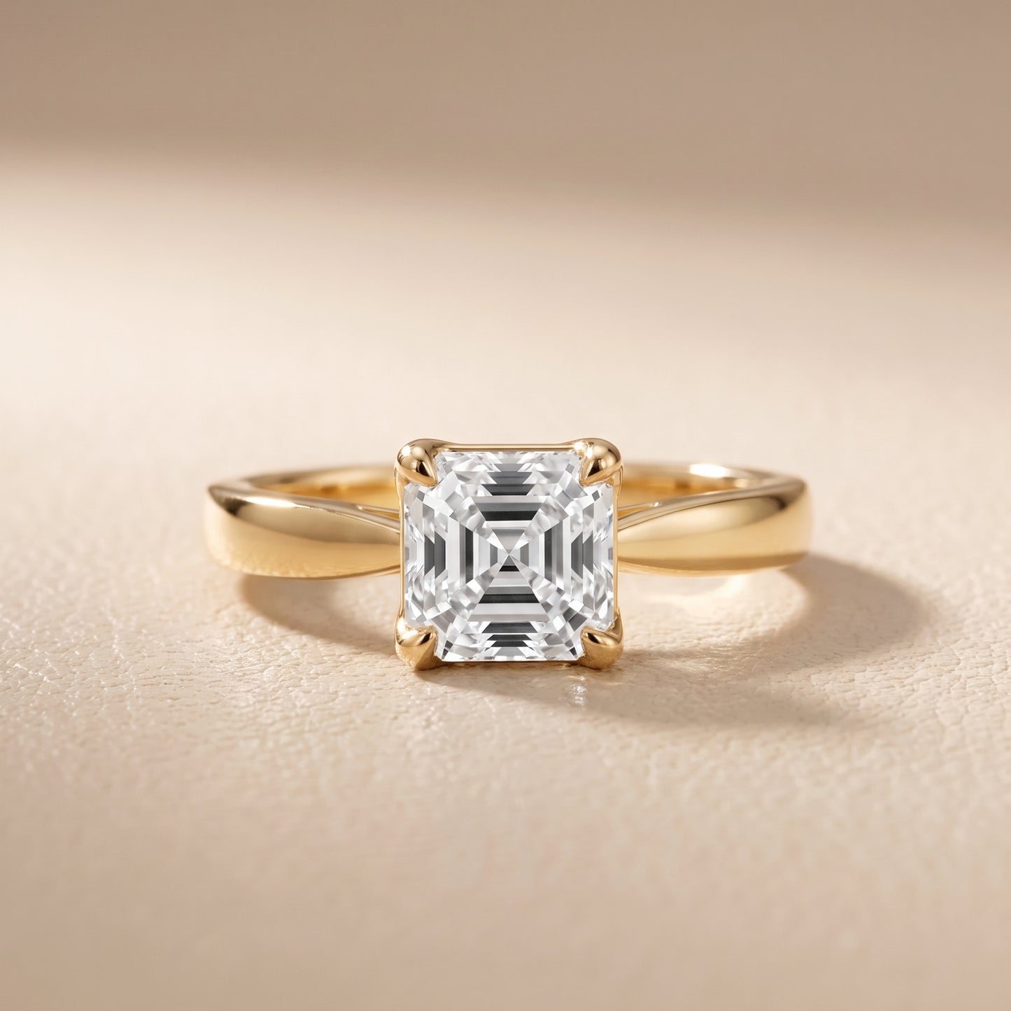 Lucia Solitaire Six-Prong Asscher Diamond Engagement Ring in Yellow Gold - front.jpg