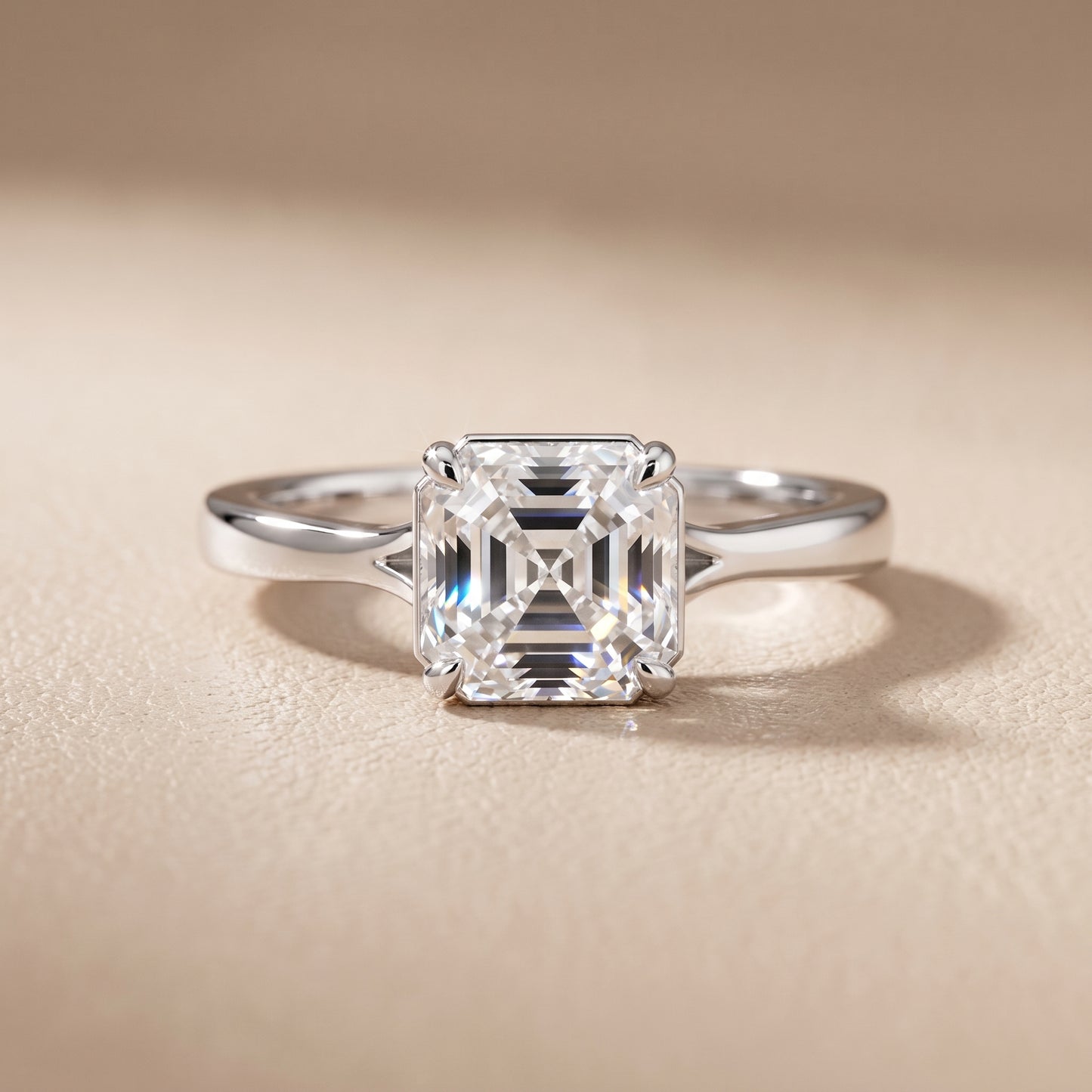Anais Trellis Solitaire Asscher Diamond Engagement Ring in Silver - front.jpg