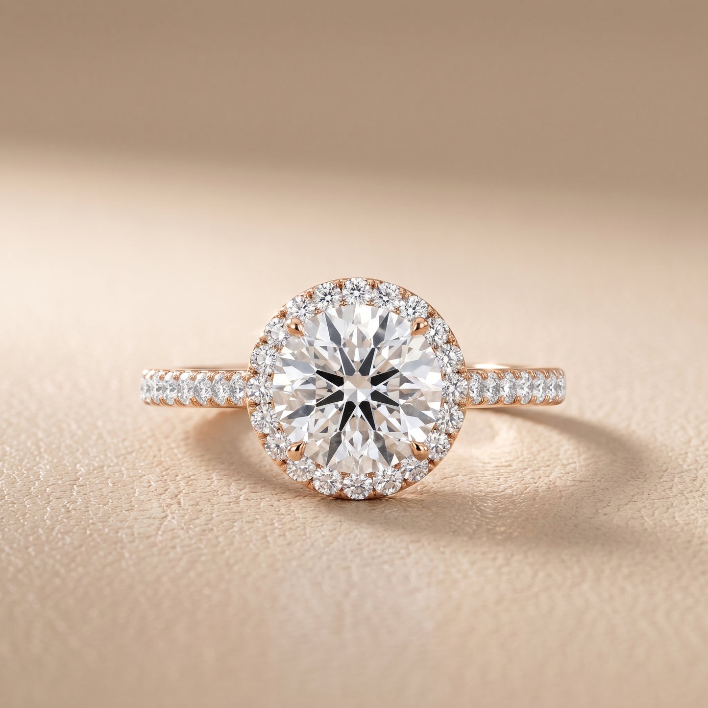 Willa Halo Micropavé Round Diamond Engagement Ring in Rose Gold - front.jpg