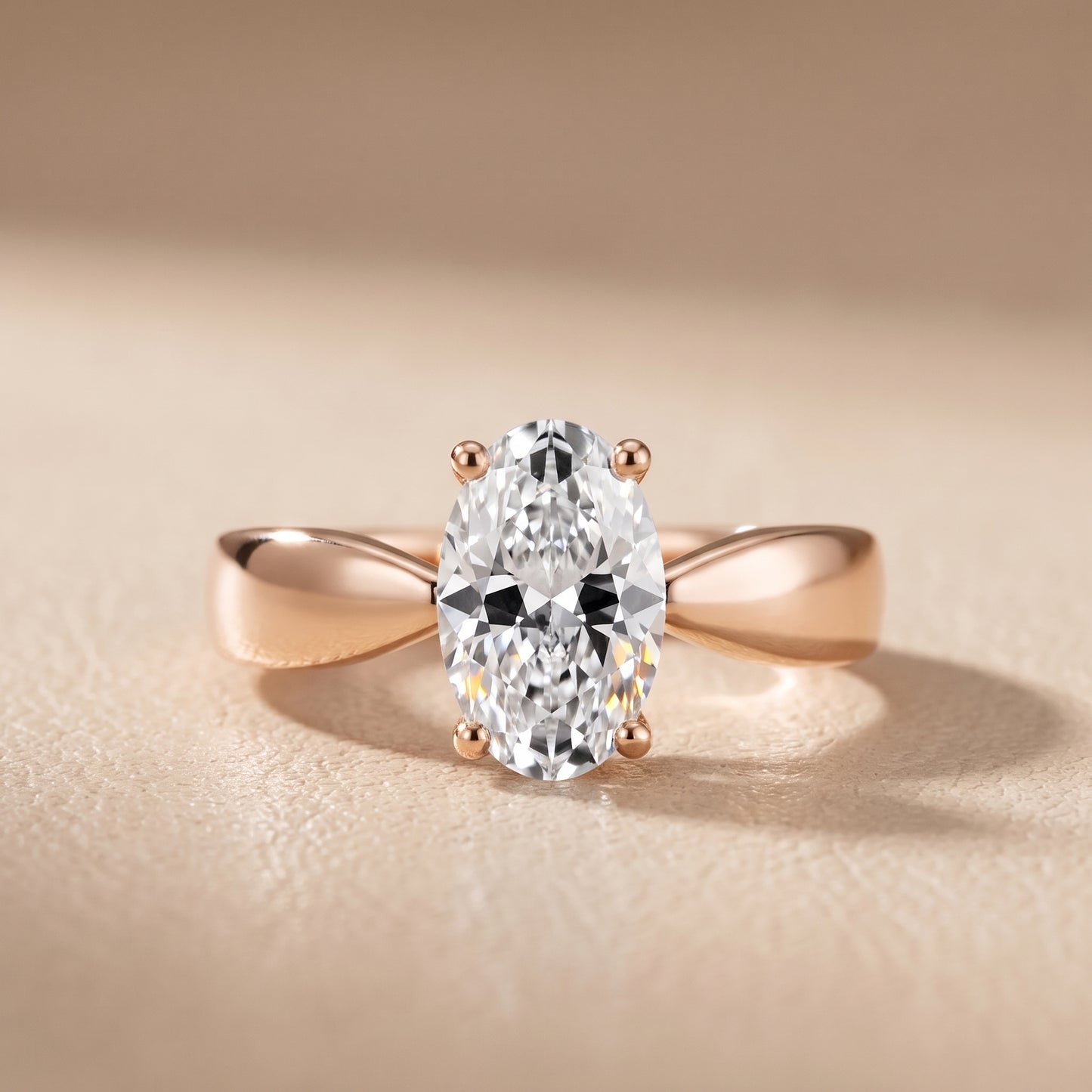 Talia Solitaire Twist Oval Diamond Engagement Ring in Rose Gold - front.jpg
