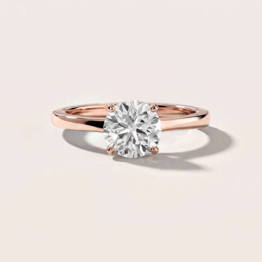 Matilda Cathedral Solitaire Round Diamond Engagement Ring in Rose Gold