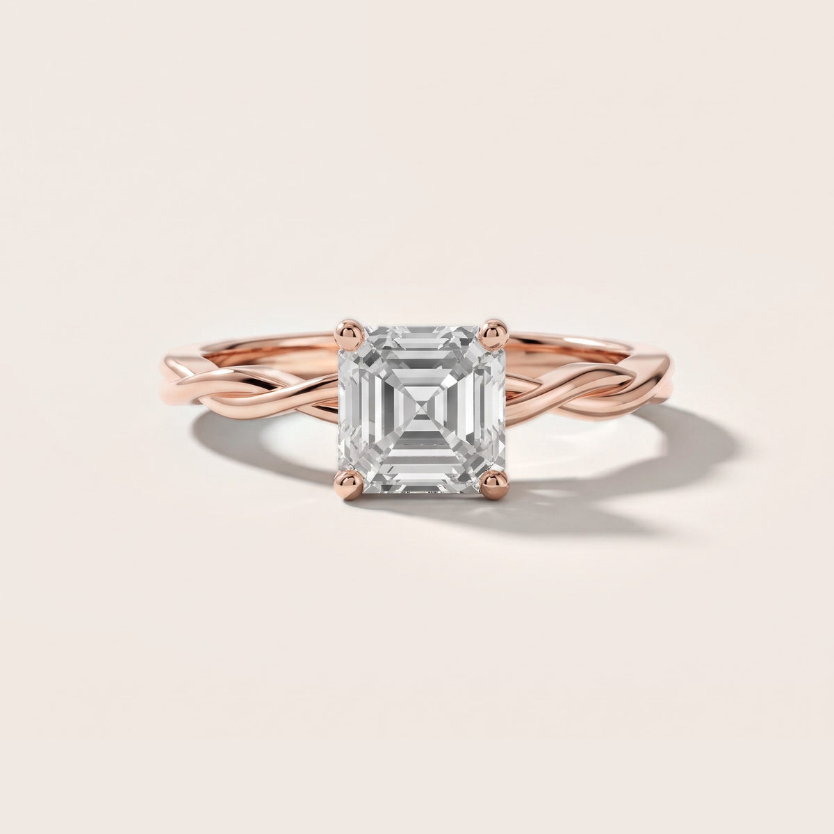 Iris Twist Asscher Diamond Engagement Ring in Rose Gold [studio-20261024]