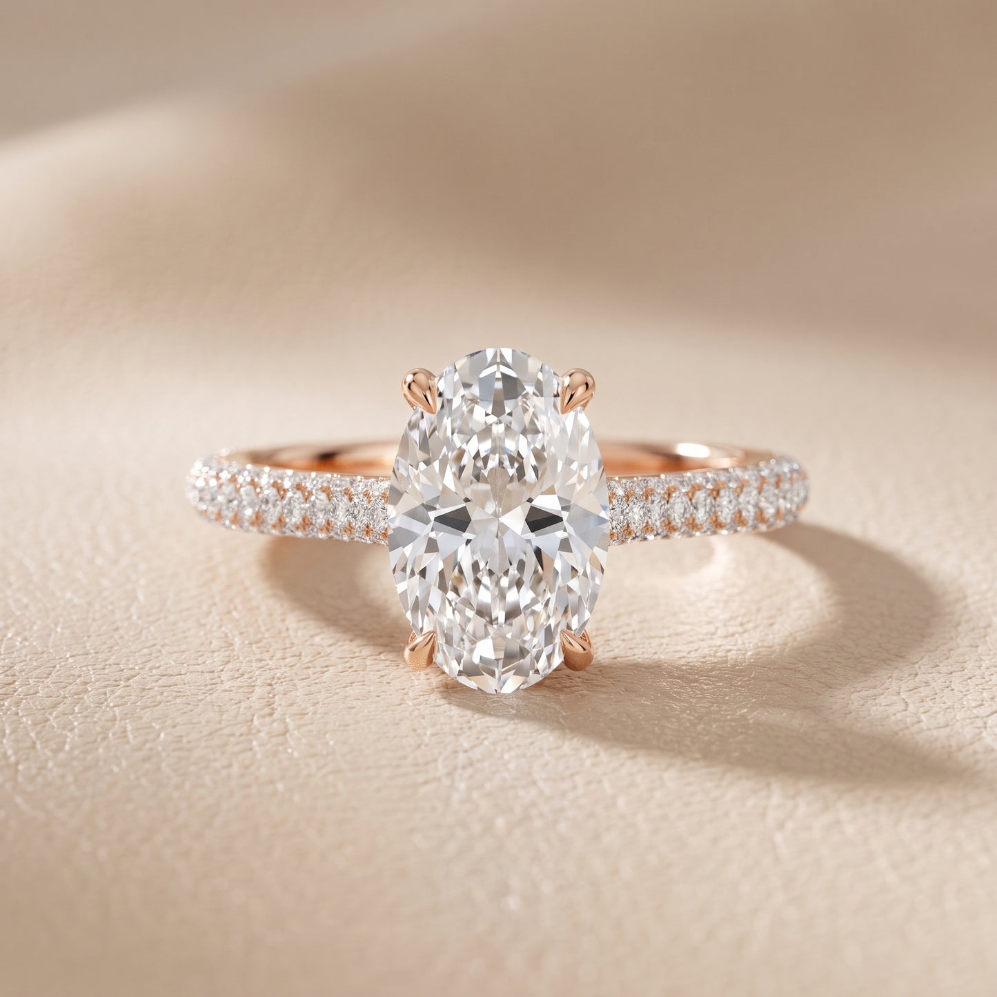 Della Hidden Halo Pavé Oval Diamond Engagement Ring in Rose Gold - front.jpg