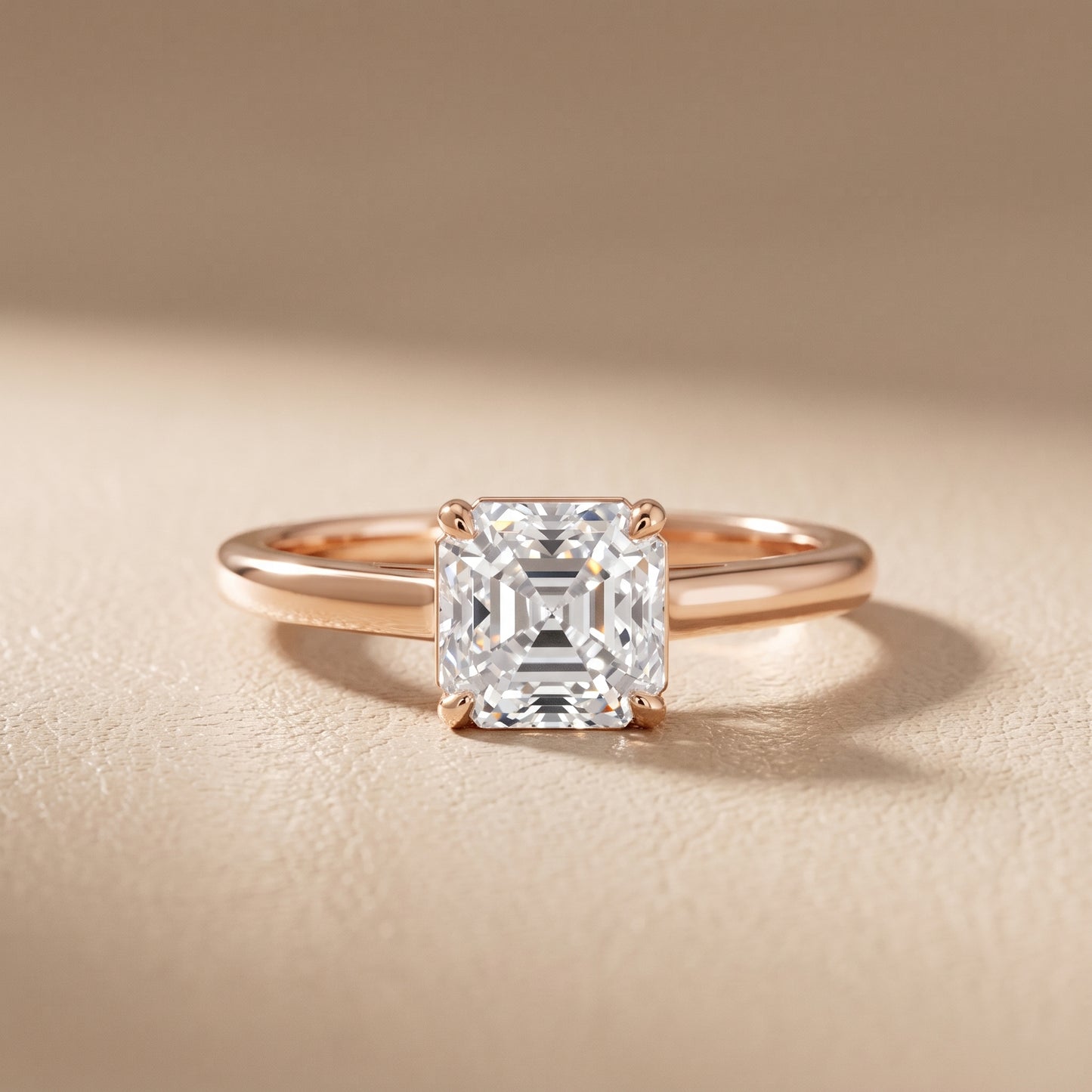Sadie Cathedral Solitaire Asscher Diamond Ring in Rose Gold - front.jpg