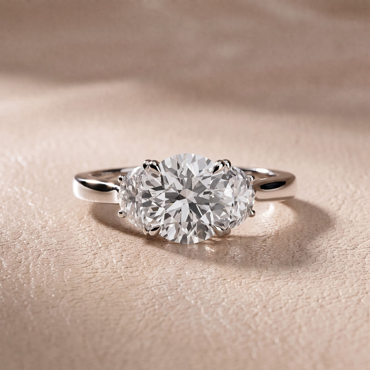 Romy Three-Stone Round Diamond Engagement Ring in Silver - front.jpg