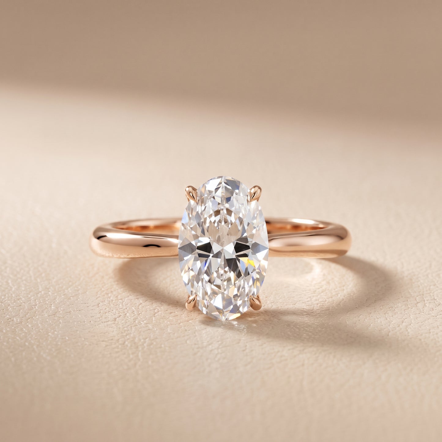 Evie Solitaire Six-Prong Oval Diamond Engagement Ring in Rose Gold - front.jpg