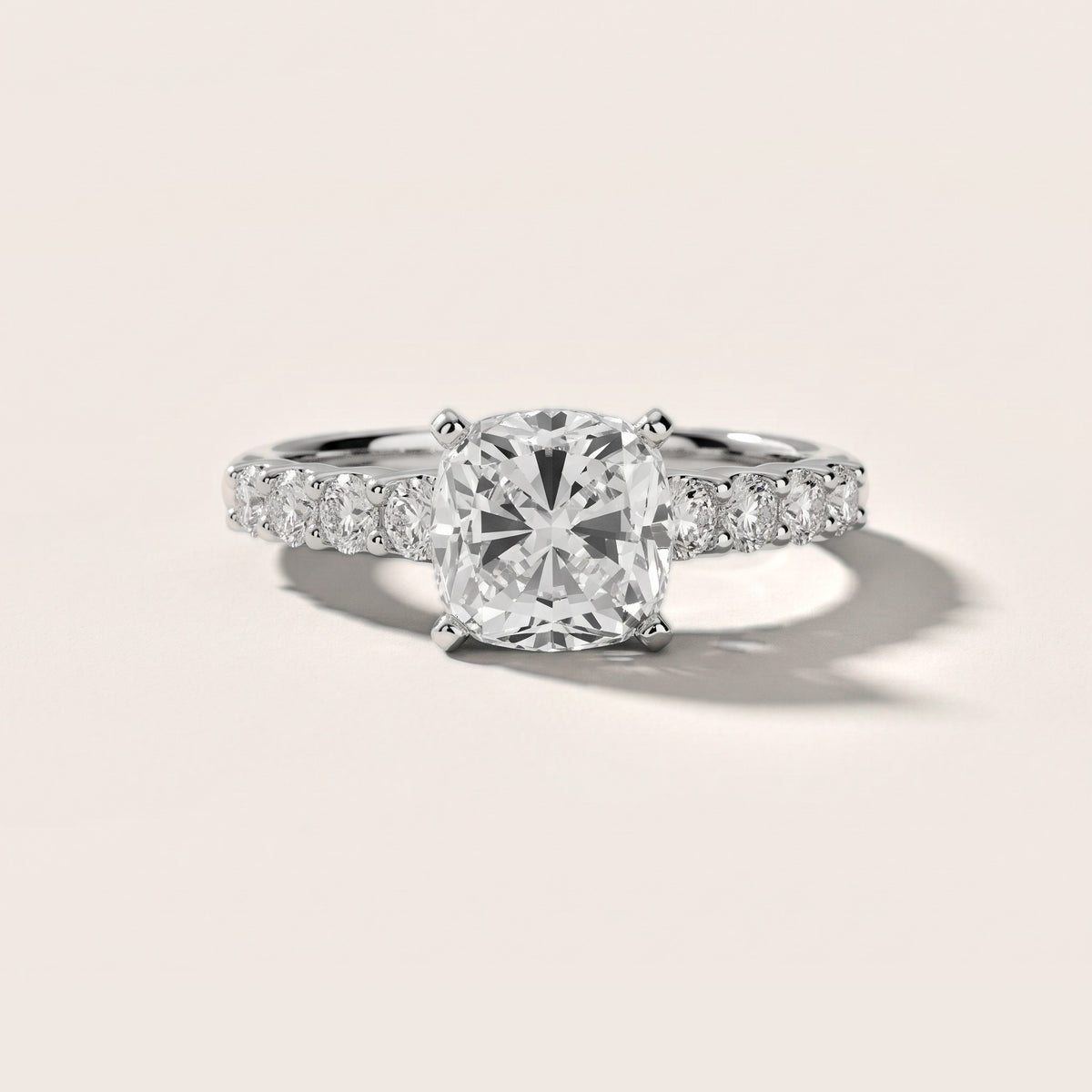 Augusta Graduated Pavé Cushion Diamond Engagement Ring in Platinum - front.jpg
