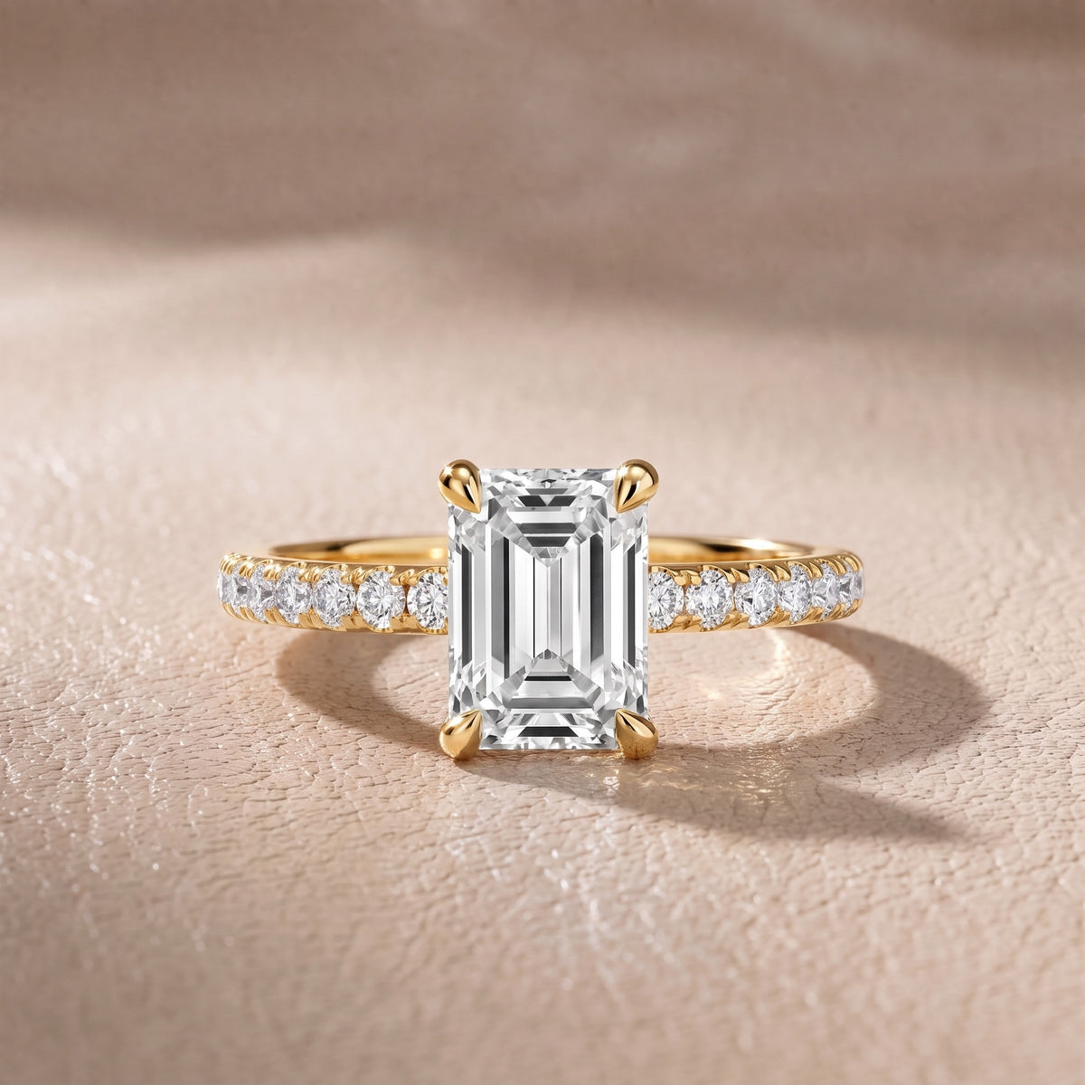 Maya Hidden Halo Pavé Emerald Diamond Engagement Ring in Yellow Gold - front.jpg