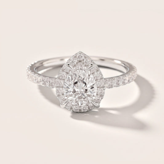 Aurora Halo Pear Diamond Engagement Ring in White Gold [studio-20261024]